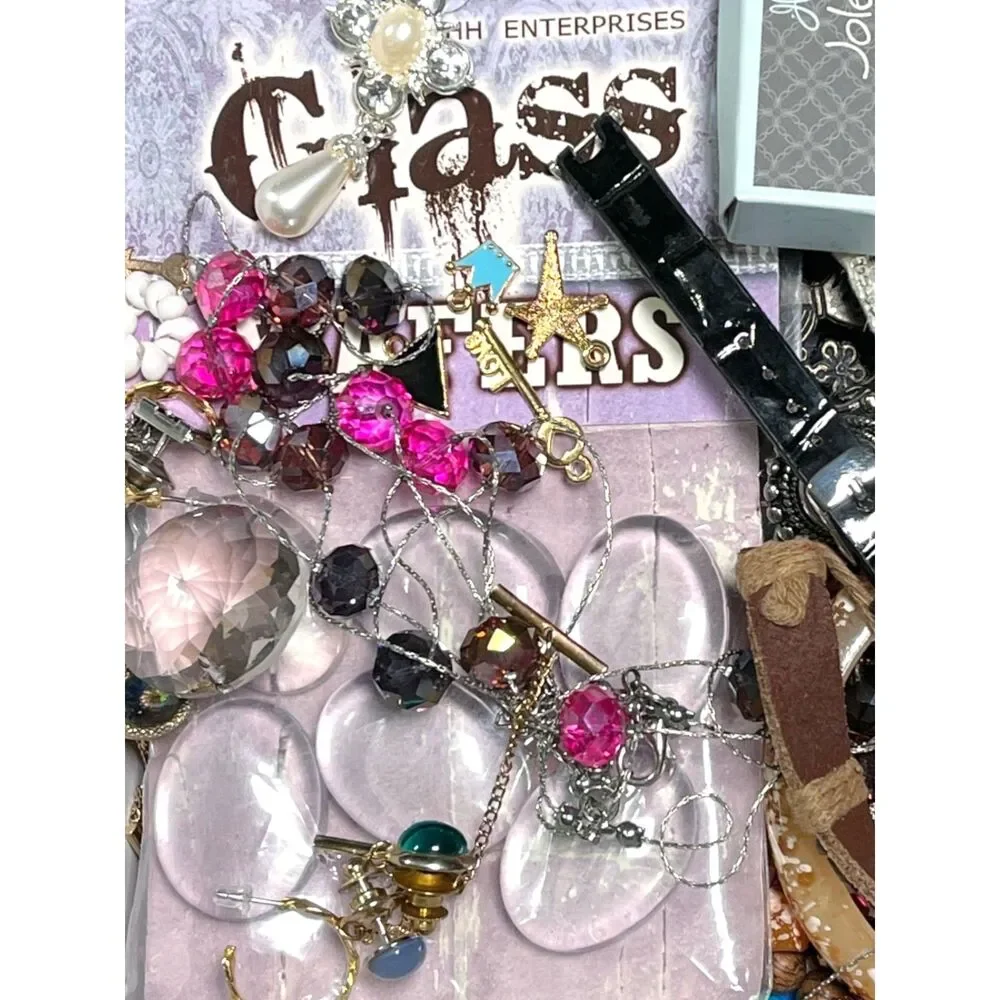 VTG - Now Repurpose Craft Jewelry Lot Beads Parts Harvest Junk Drawer Box 1#13